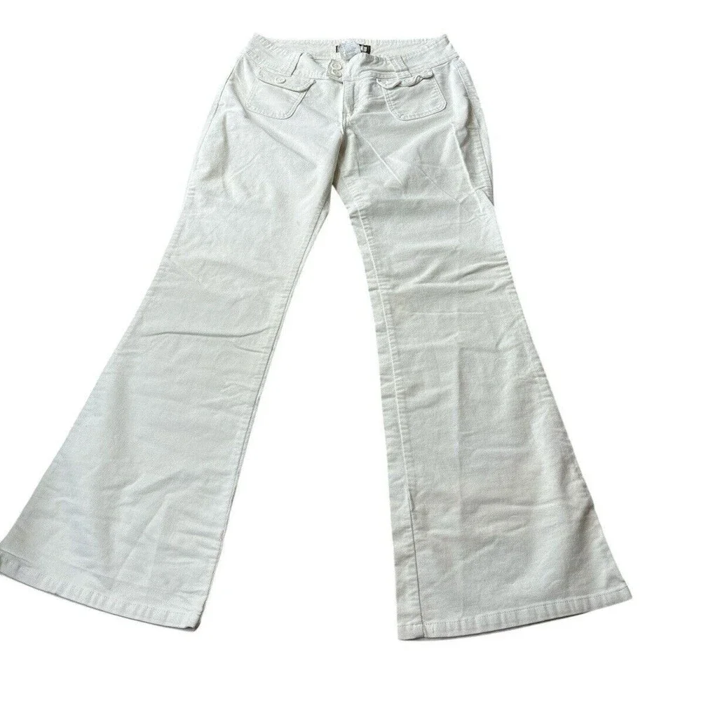 Jordache Bootcut Jeans Womens Size 13/14Light Beige corduroy ‎ stretchy pants
